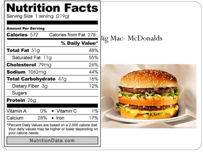 Big mac nutrition facts