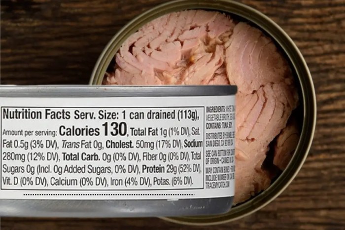 Can of tuna nutrition facts